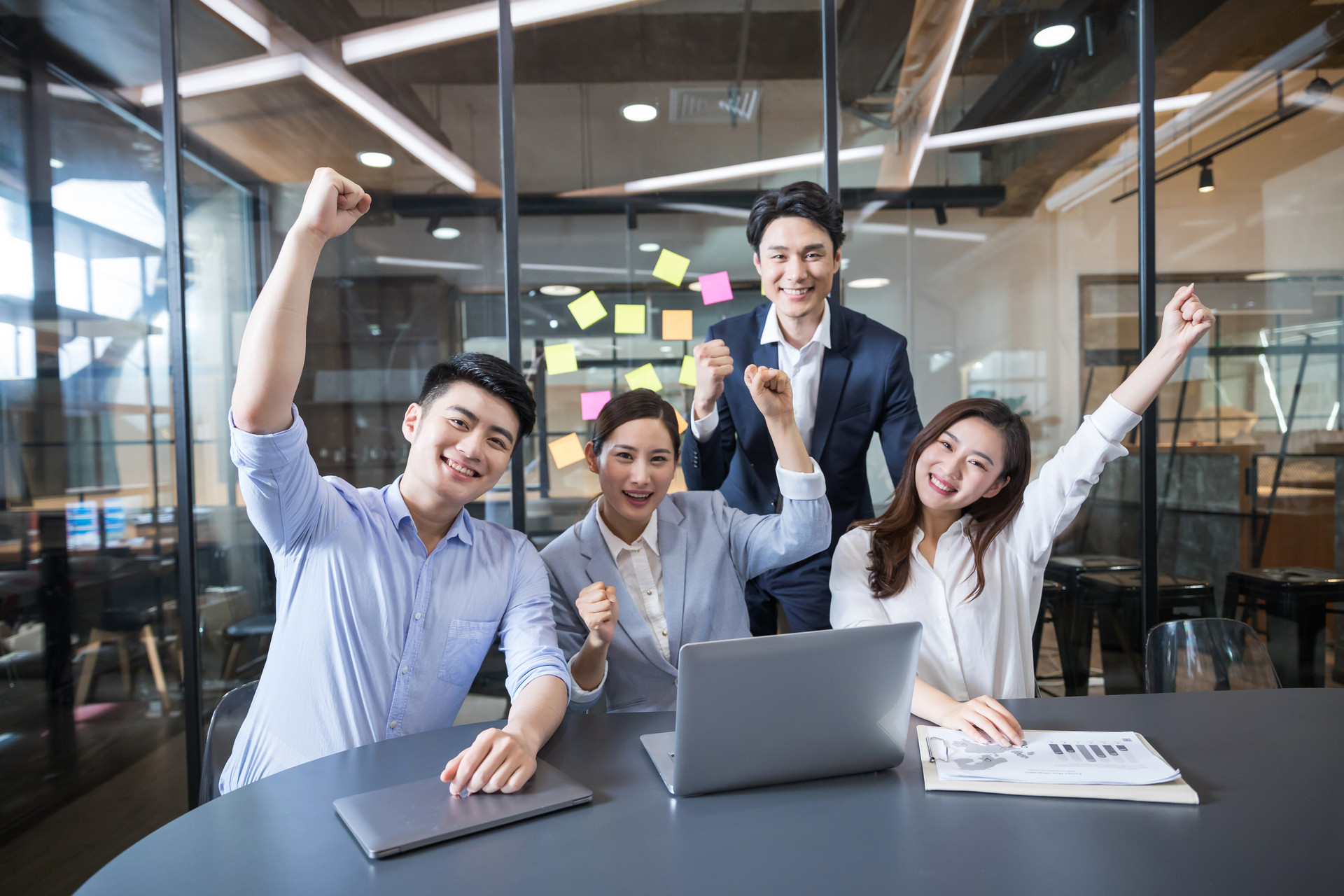 Team in office meeting